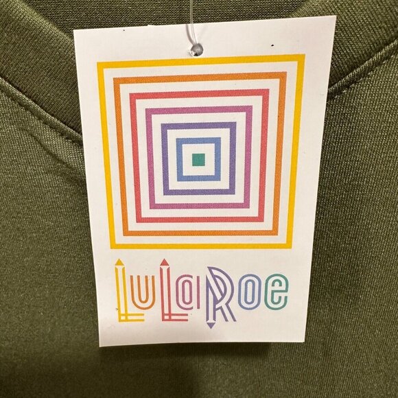 Lularoe‎ AVA Women’s Size 3XL Olive Green V-neck Mutton Long Sleeve Dress NWT - Picture 7 of 10